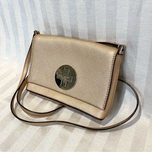 Kate Spade Bag Purse Leather Champagne Rose Gold Crossbody Bag Bronze